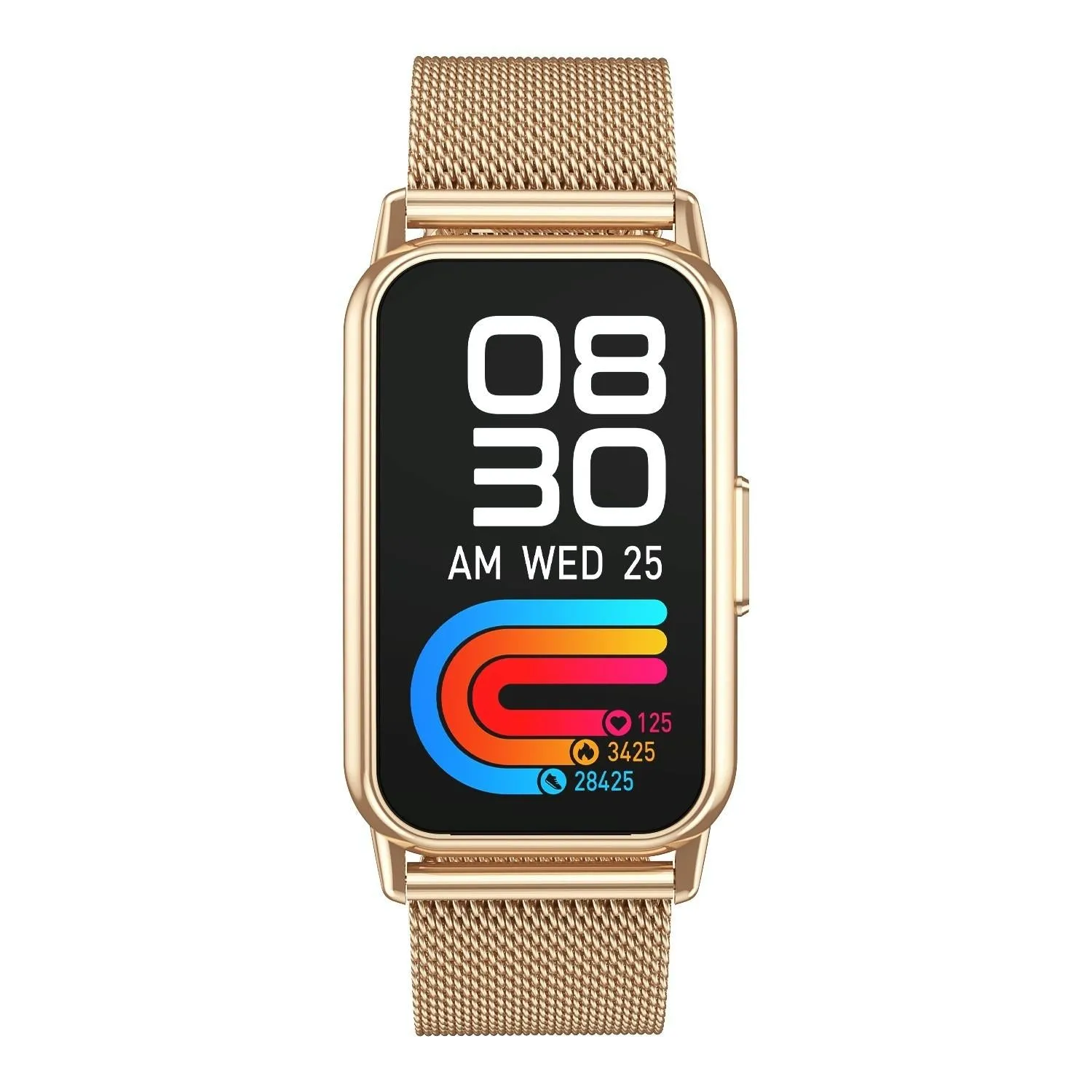 1.47 Inch Steel Strap Ip67 Waterproof Smart Watch Support Heart Rate / Blood Pressure Gold