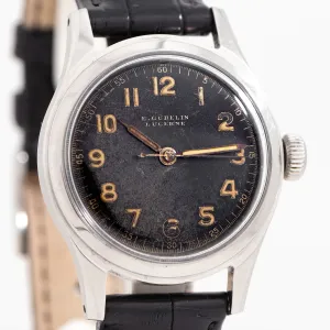 1940's Era Vintage Gubelin-Lucerne Military-Style Stainless Steel Watch (# 14737)
