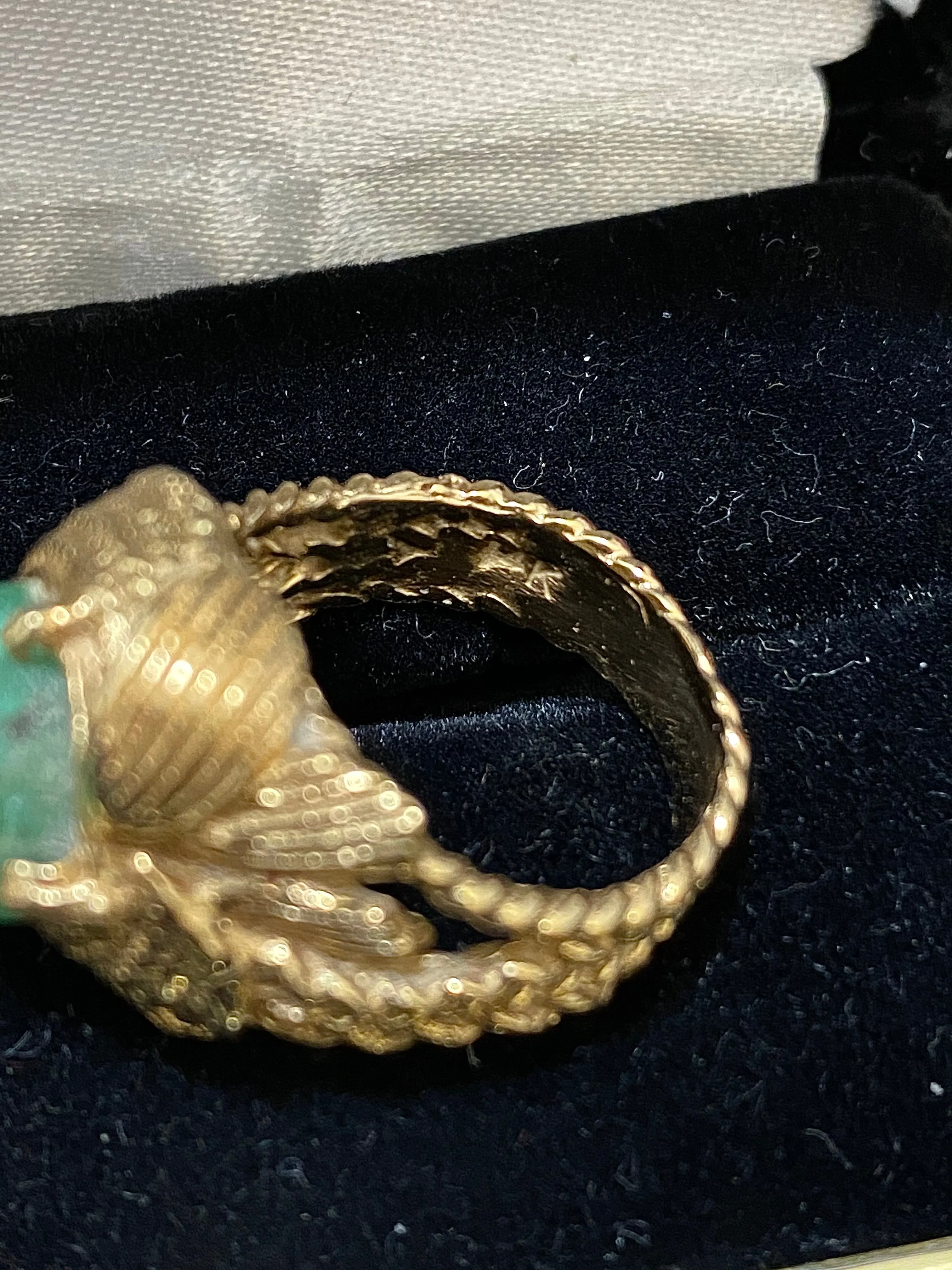 1940's Unique Designer Solid Yellow Gold Jade Ring - $6K Appraisal Value w/ CoA! }