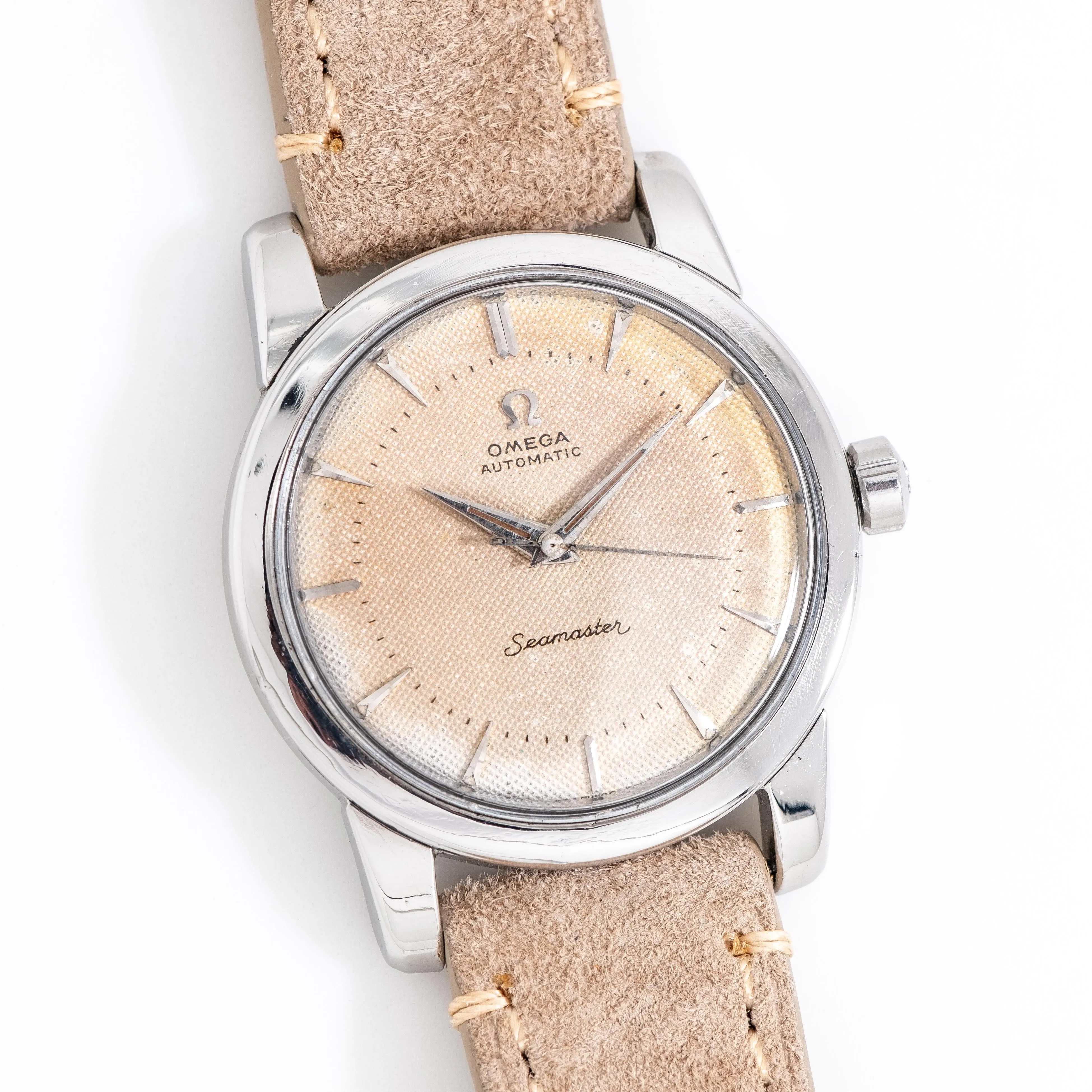 1954 Vintage Omega Seamaster Automatic Waffle Dial Ref. 2577-19SC Stainless Steel Watch (# 14964)