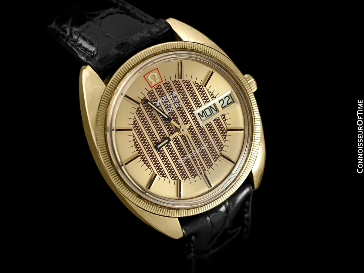 1974 Omega Electronic Chronometer f300 Hz Accutron Vintage Mens Watch - 18K Gold Plated & Stainless Steel
