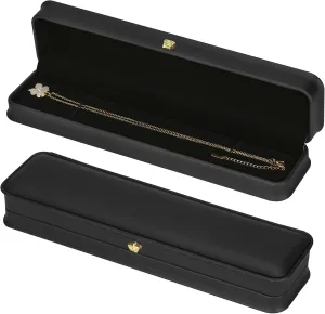 2 Pieces Necklace Bracelet Gift Box, Premium PU Leather Jewellry Pendant Holder Case for Wedding Engagement Birthday Anniversary Ceremony, Necklace Storage Display boxes for Women Girl (Black)