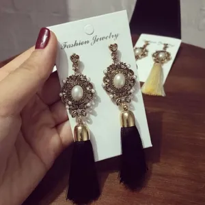 2016 New Hot Europe Ancient Style Fashion  Rhinestone Temperament Tassel Dangle Earrings Long Earrings Ethnic For Women   ED169
