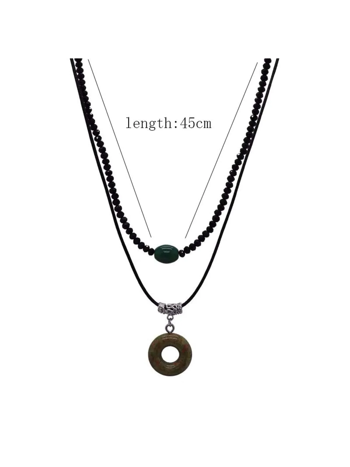 2pcs/set Unique Vintage Style Double Layered Handmade Necklace With Circular