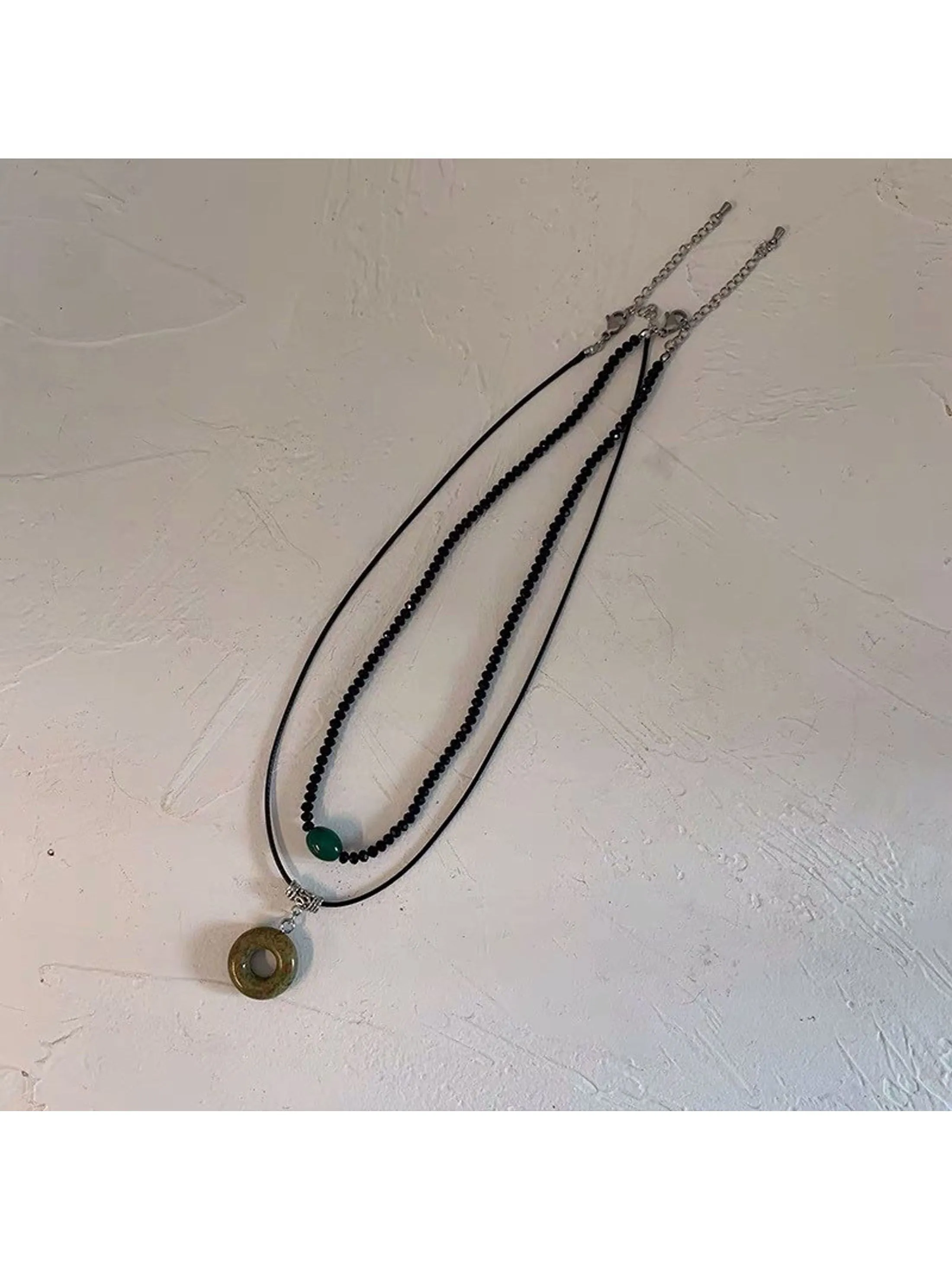 2pcs/set Unique Vintage Style Double Layered Handmade Necklace With Circular