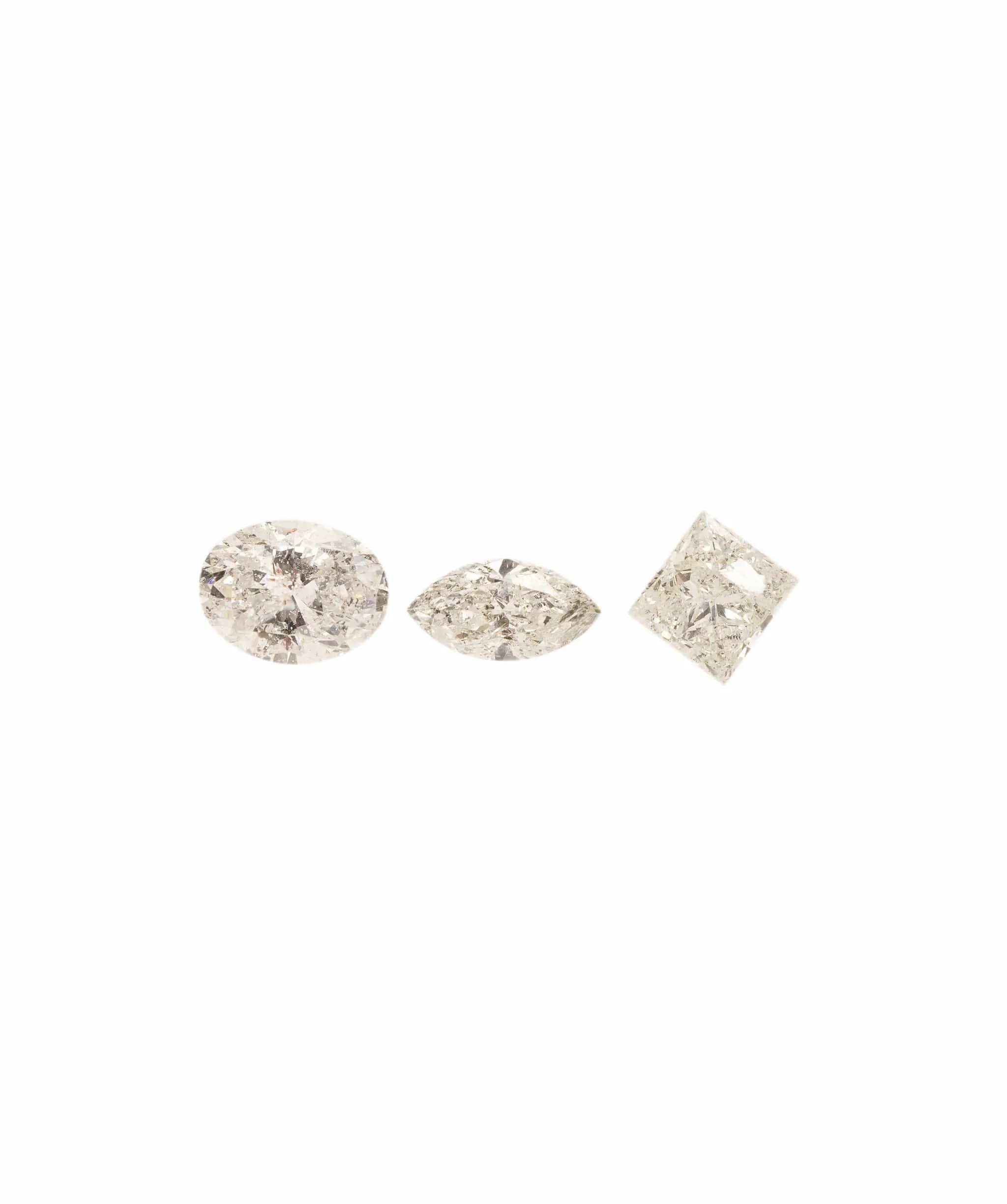 3.34CT G   EYE CLEAN MARQUISE/PRINCESS/OVAL DIAMOND TRIO  ANL-S37-3