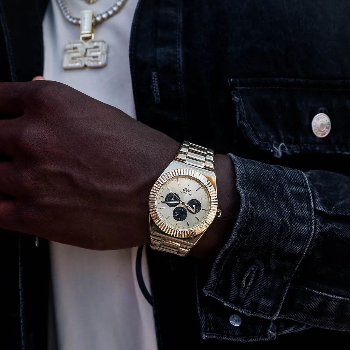 42MM Black Chrono Dial Fluted Bezel Alpha Era®