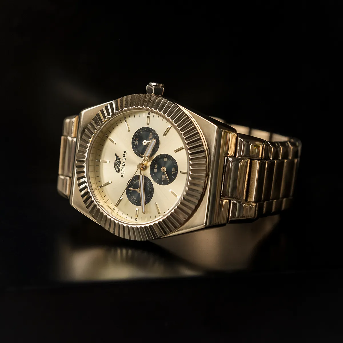 42MM Black Chrono Dial Fluted Bezel Alpha Era®