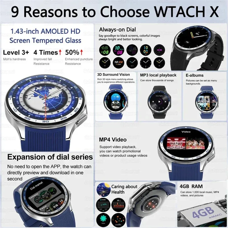 4G Memory Smartwatch Sports Bluetooth Call Video Music Playing