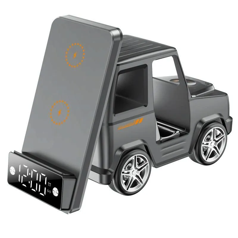 6 In 1 Car Shape Speaker With Clock & Wireless Charger