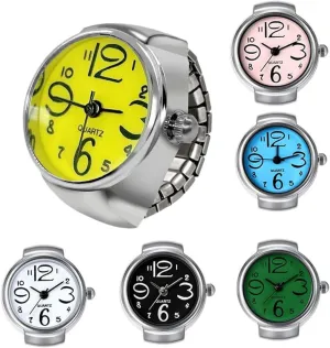 6 Pcs Fashion Ring Watches for Women Finger Watches for Women Punk Ring Watch for Men Quartz Watch Ring