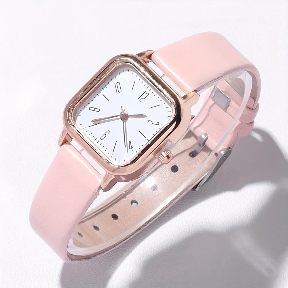 7Pcs Elegant Square Quartz Watch With Bracelet Set