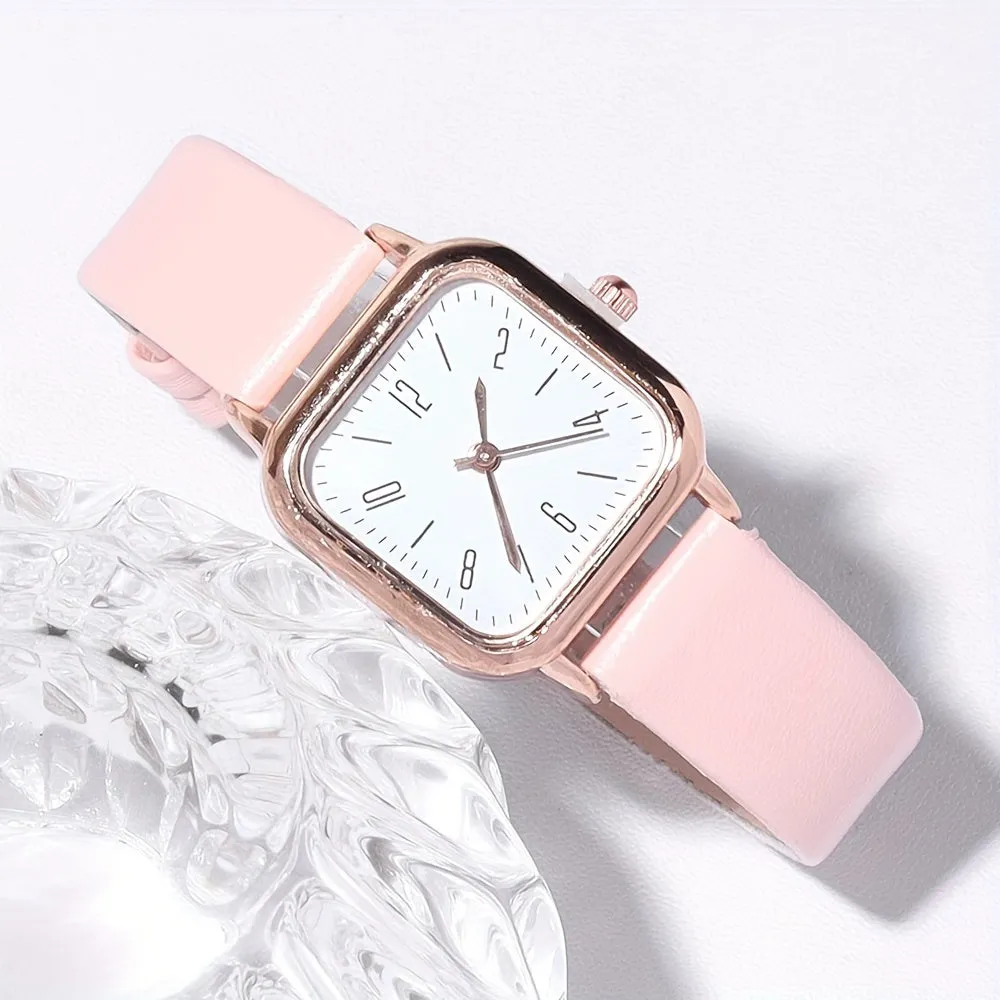 7Pcs Elegant Square Quartz Watch With Bracelet Set
