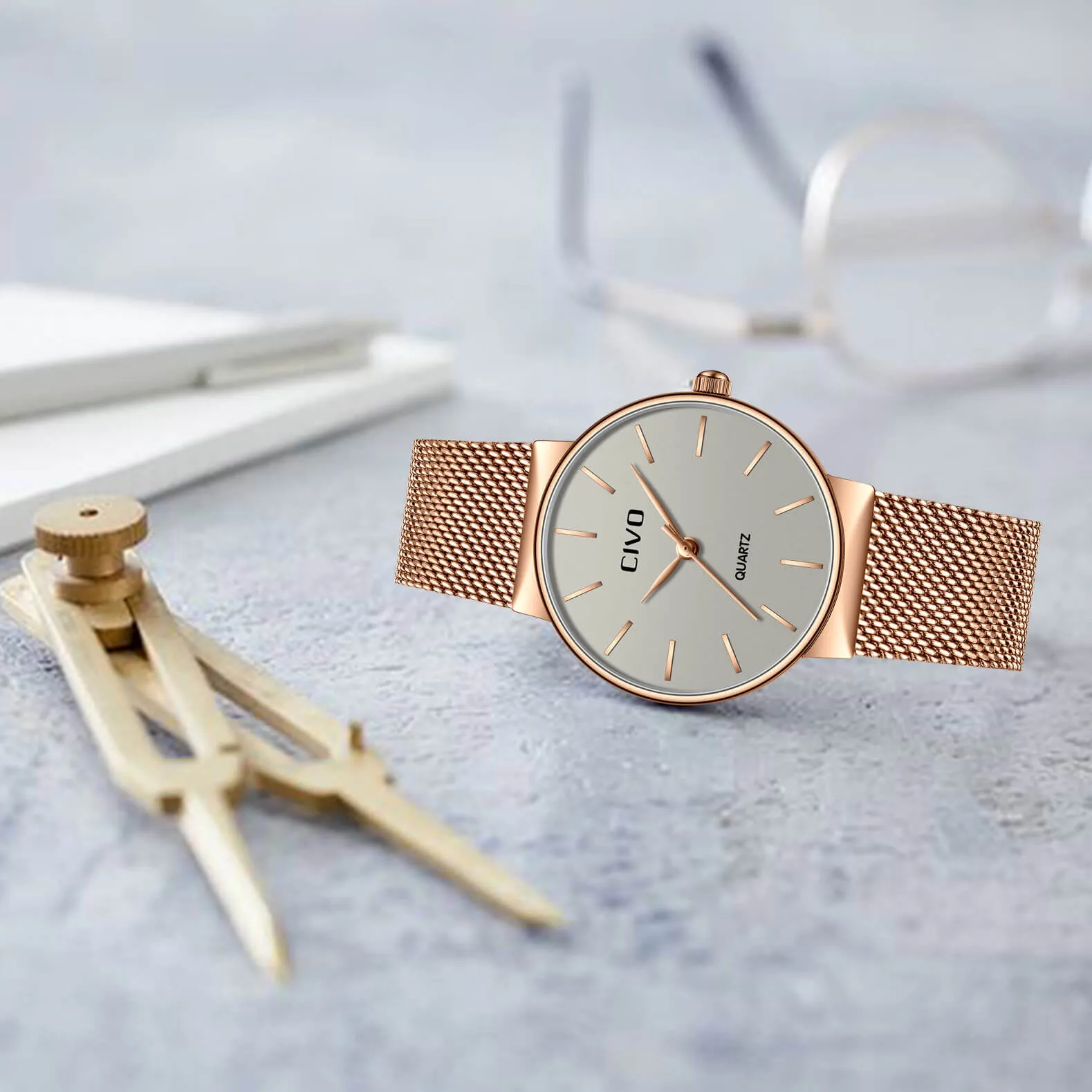 8068C | Quartz Women Watch | Mesh Band