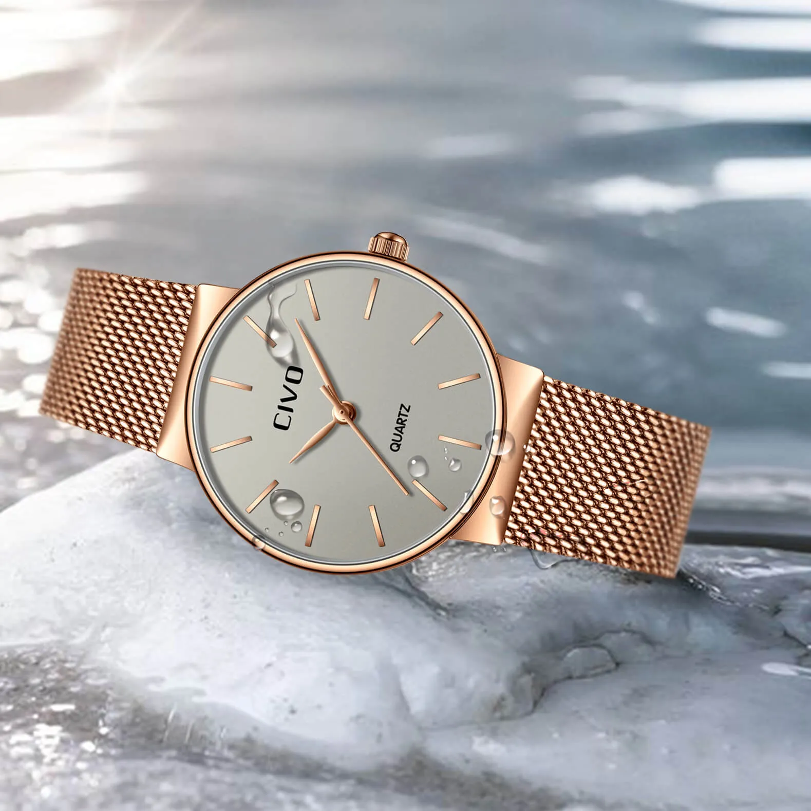 8068C | Quartz Women Watch | Mesh Band