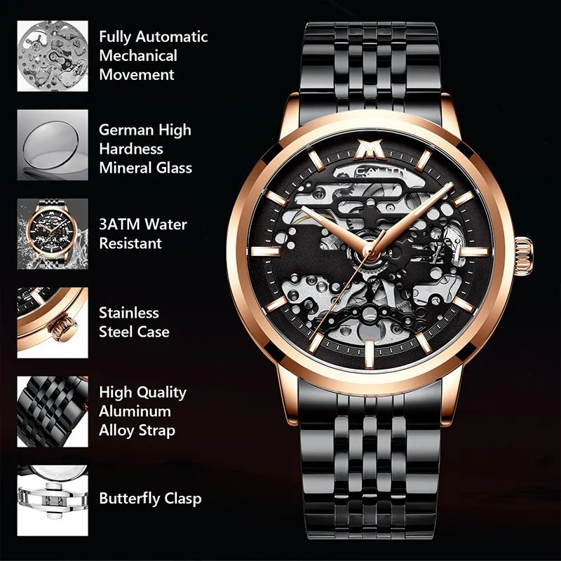 8204M | Mechanical Men Watch | Stainless Steel Band