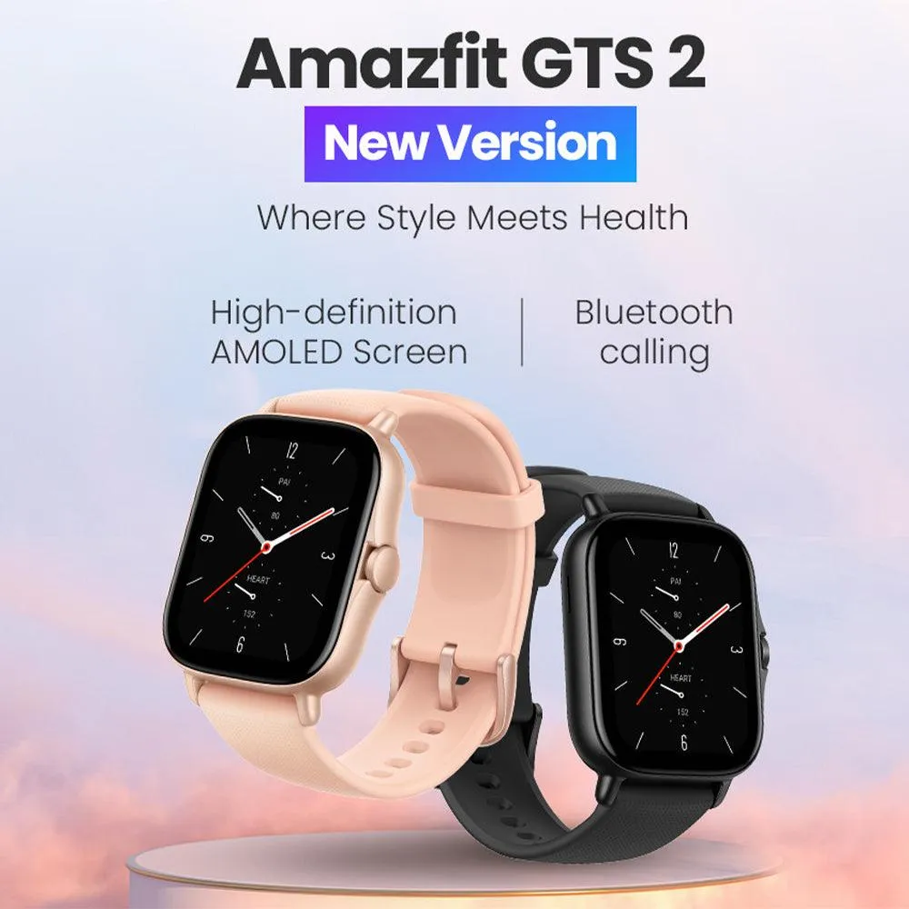 Amazfit GTS 2 Smart Watch (43mm - GPS) Aluminum Case With Petal Pink Silicone Strap