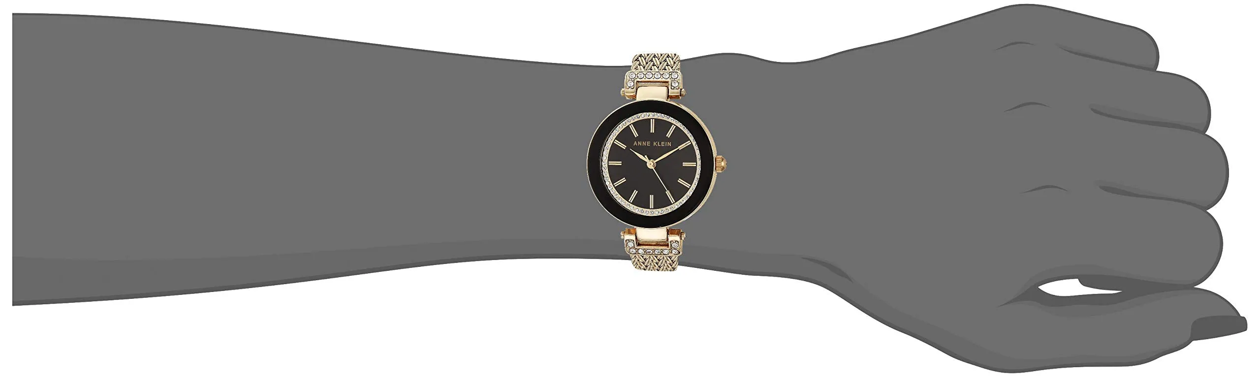 Anne Klein Women's AK/1906BKGB Swarovski Crystal-Accented Watch with Gold-Tone Mesh Bracelet