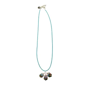 Antique Davos, Callander, and Braemar Enameled Silver Shields on a Turquoise Necklace
