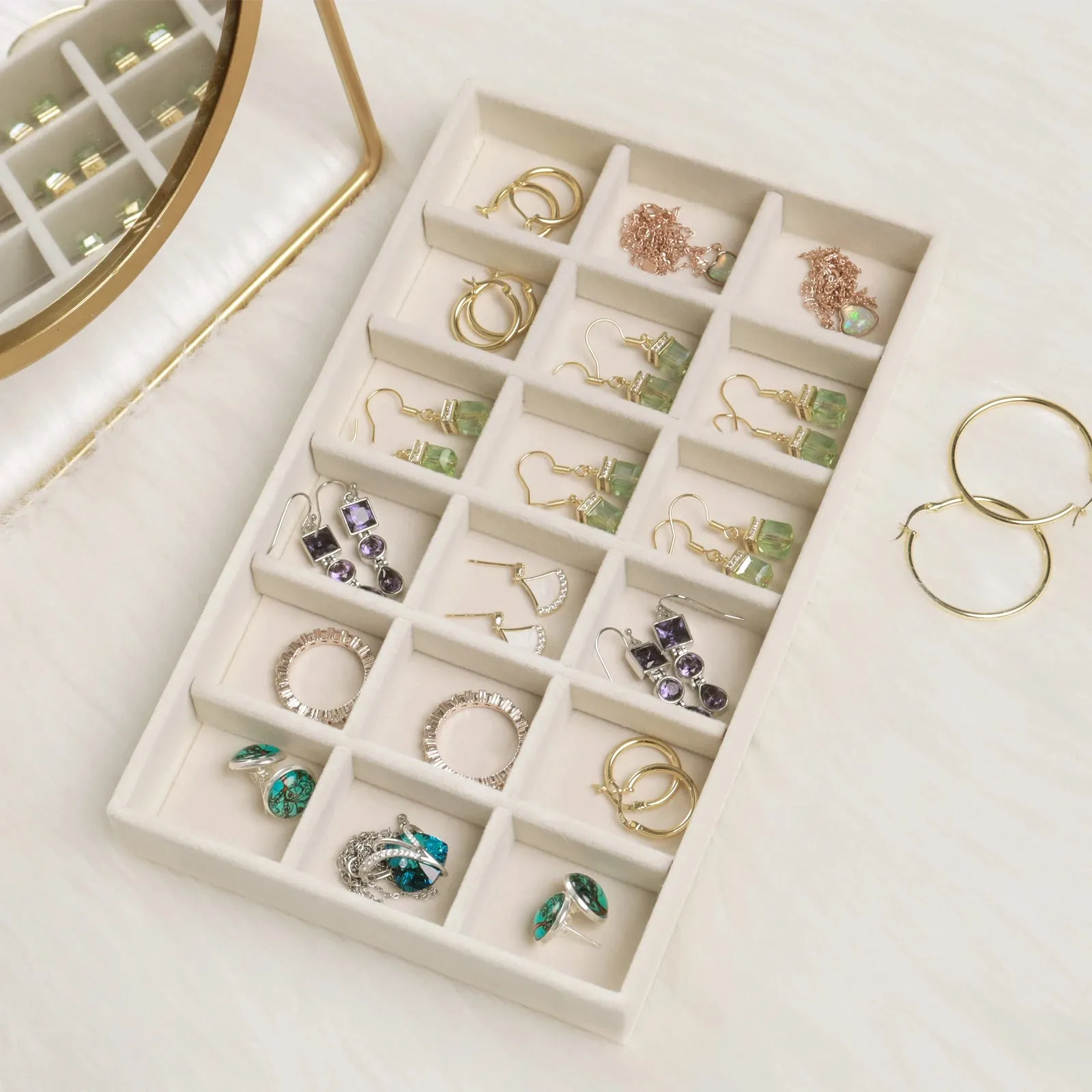 Anyhouz Jewelry Storage Grey Design B Display Tray Drawer Storage Jewellery Holder For Ring Earrings Necklace Bracelet