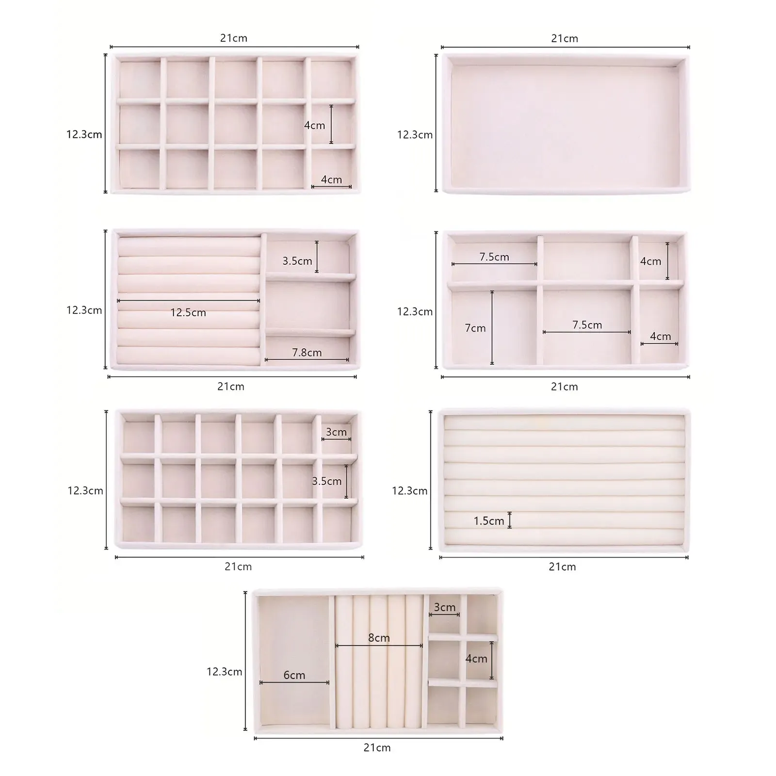 Anyhouz Jewelry Storage Grey Design B Display Tray Drawer Storage Jewellery Holder For Ring Earrings Necklace Bracelet
