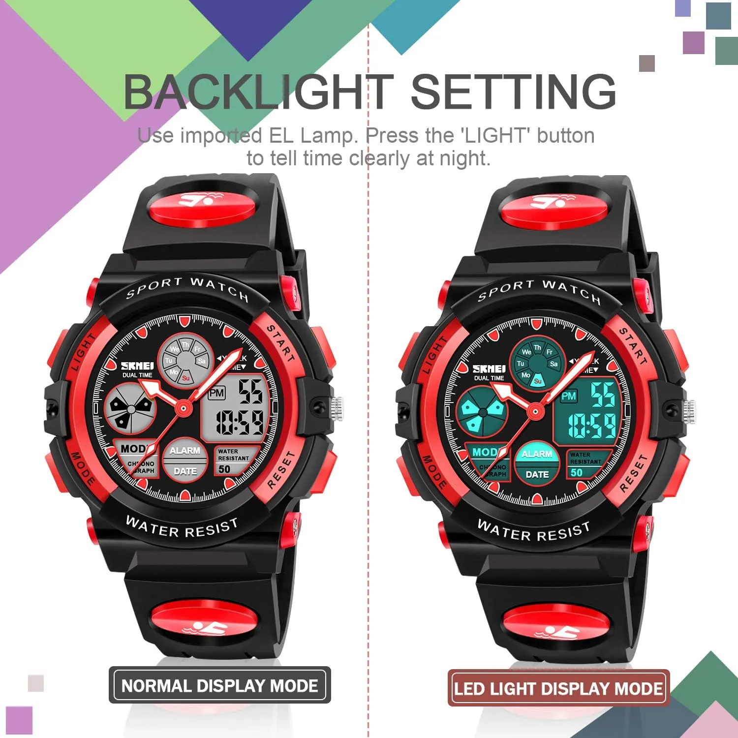 ATIMO LED Multi Function Waterproof Watch for Kids - Kids Gifts
