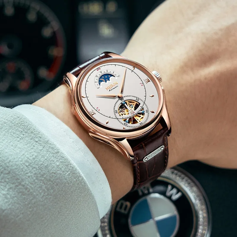 Automatic Mechanical Nesun Leather Band Men Watches
