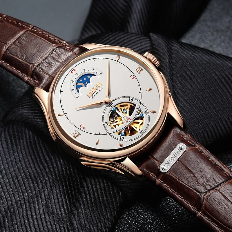 Automatic Mechanical Nesun Leather Band Men Watches