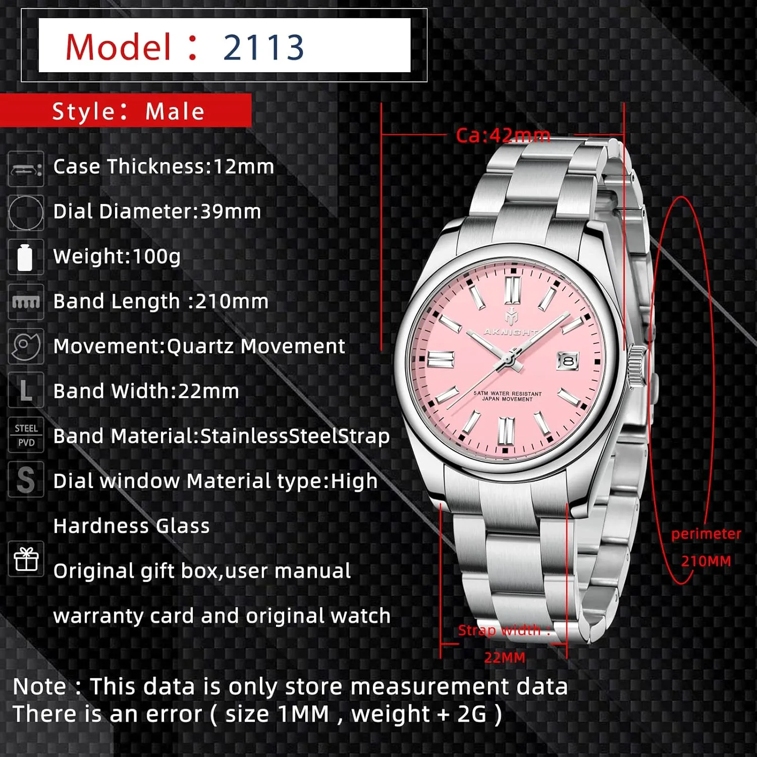 BENYAR AKNIGHT Men Wrist Watch for Men, Stainless Steel Quartz Watches, Analog Square Face Dress Classic Business Men Watch Easy Read, Date Luminous 50M Waterproof