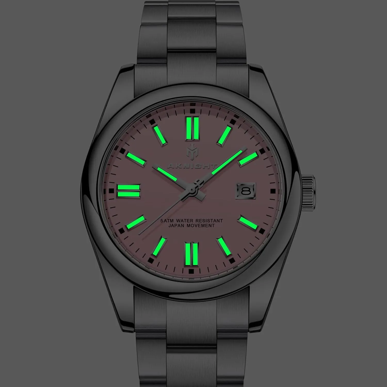 BENYAR AKNIGHT Men Wrist Watch for Men, Stainless Steel Quartz Watches, Analog Square Face Dress Classic Business Men Watch Easy Read, Date Luminous 50M Waterproof