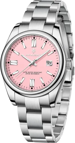 BENYAR AKNIGHT Men Wrist Watch for Men, Stainless Steel Quartz Watches, Analog Square Face Dress Classic Business Men Watch Easy Read, Date Luminous 50M Waterproof
