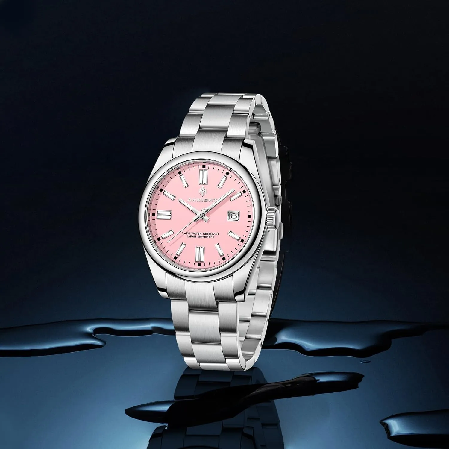 BENYAR AKNIGHT Men Wrist Watch for Men, Stainless Steel Quartz Watches, Analog Square Face Dress Classic Business Men Watch Easy Read, Date Luminous 50M Waterproof