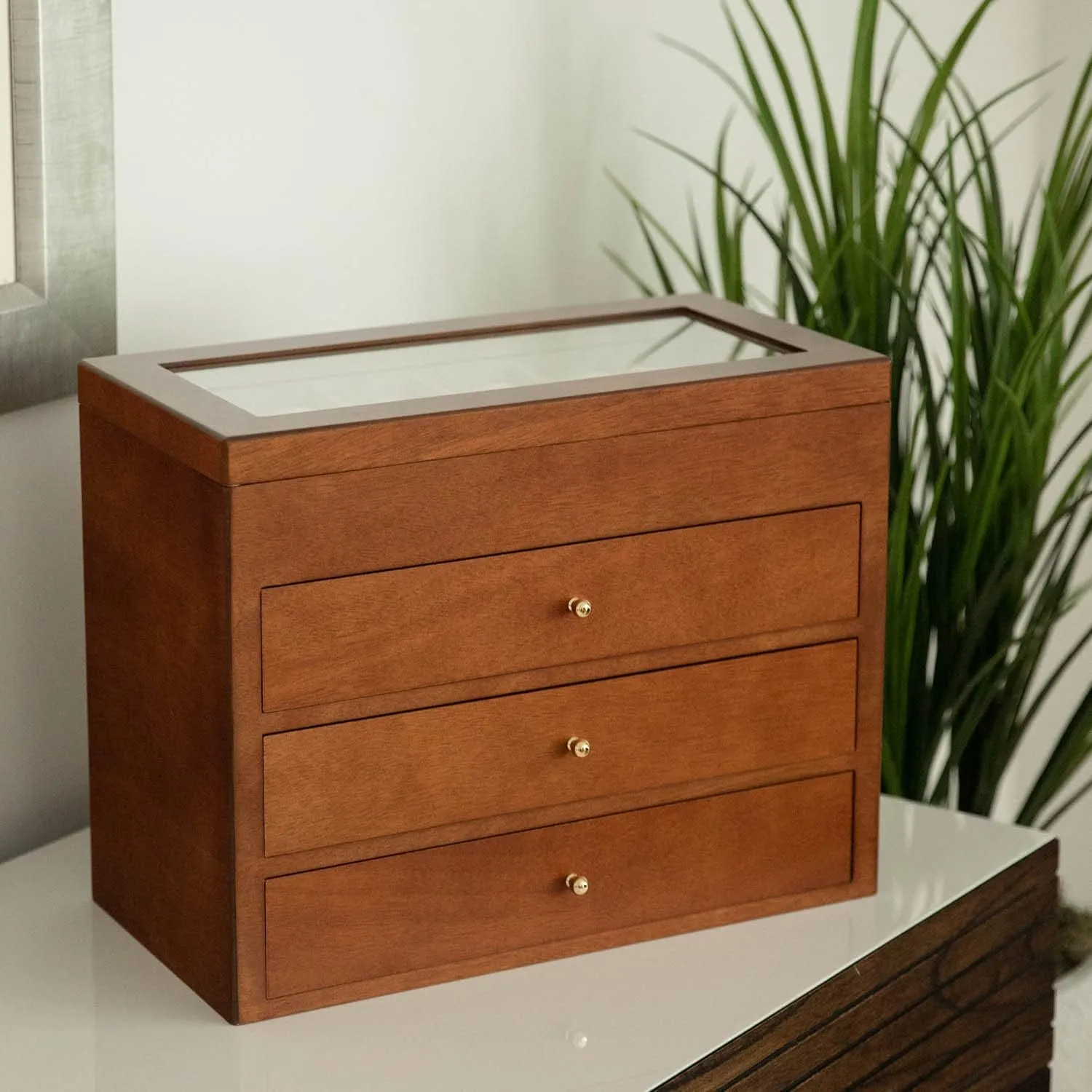Bey-Berk Custom Personalized 1-48 Slot Watch Box Organizer Solid Wood with Glass Display Top