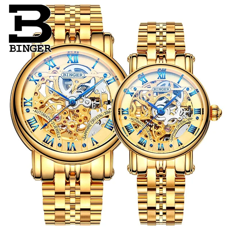Binger Swiss Hollow Mechanical Couple Watch BS5066HL