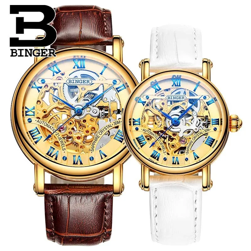 Binger Swiss Hollow Mechanical Couple Watch BS5066HL