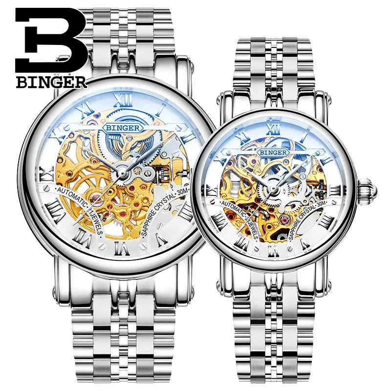 Binger Swiss Hollow Mechanical Couple Watch BS5066HL