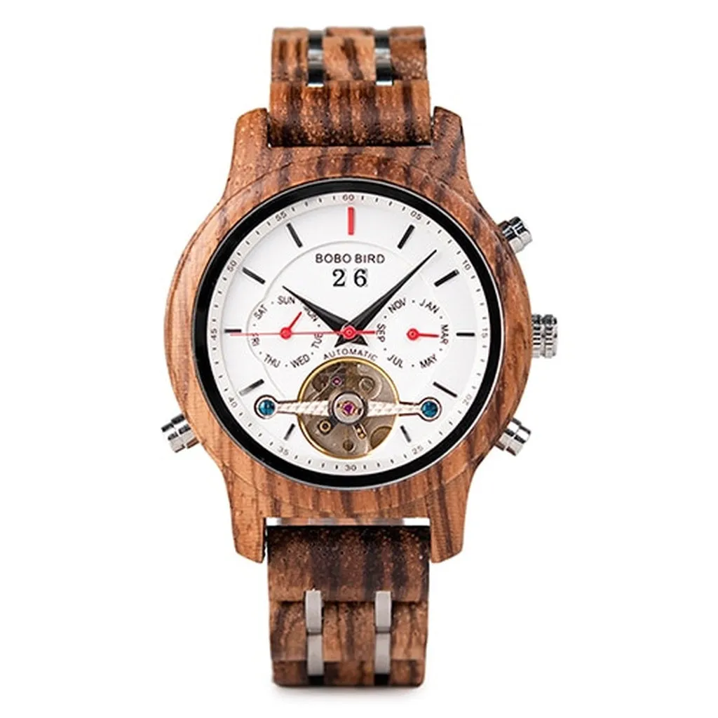BOBO BIRD Mechanical Watches Men Top Brand Luxury Wooden Watch Montre Homme Automatique W-Q27