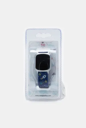 Boys Navy Rocket Printed Digital Watch