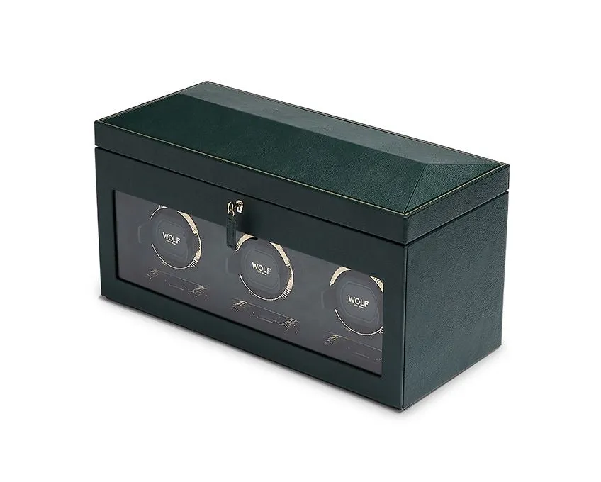 British Racing Triple Watch Winder with Storage (Green)