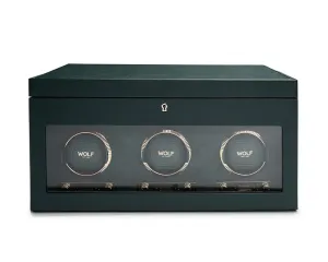 British Racing Triple Watch Winder with Storage (Green)