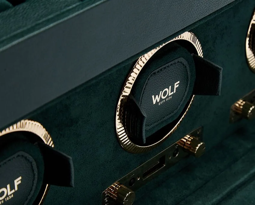 British Racing Triple Watch Winder with Storage (Green)
