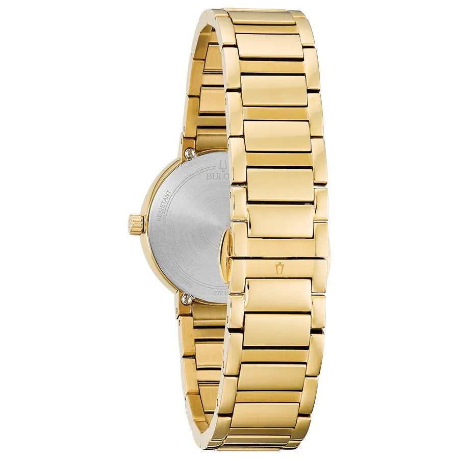 Bulova Futuro Watch with 30MM Champagne Round Dial and Stainless Steel Bracelet. 97P133