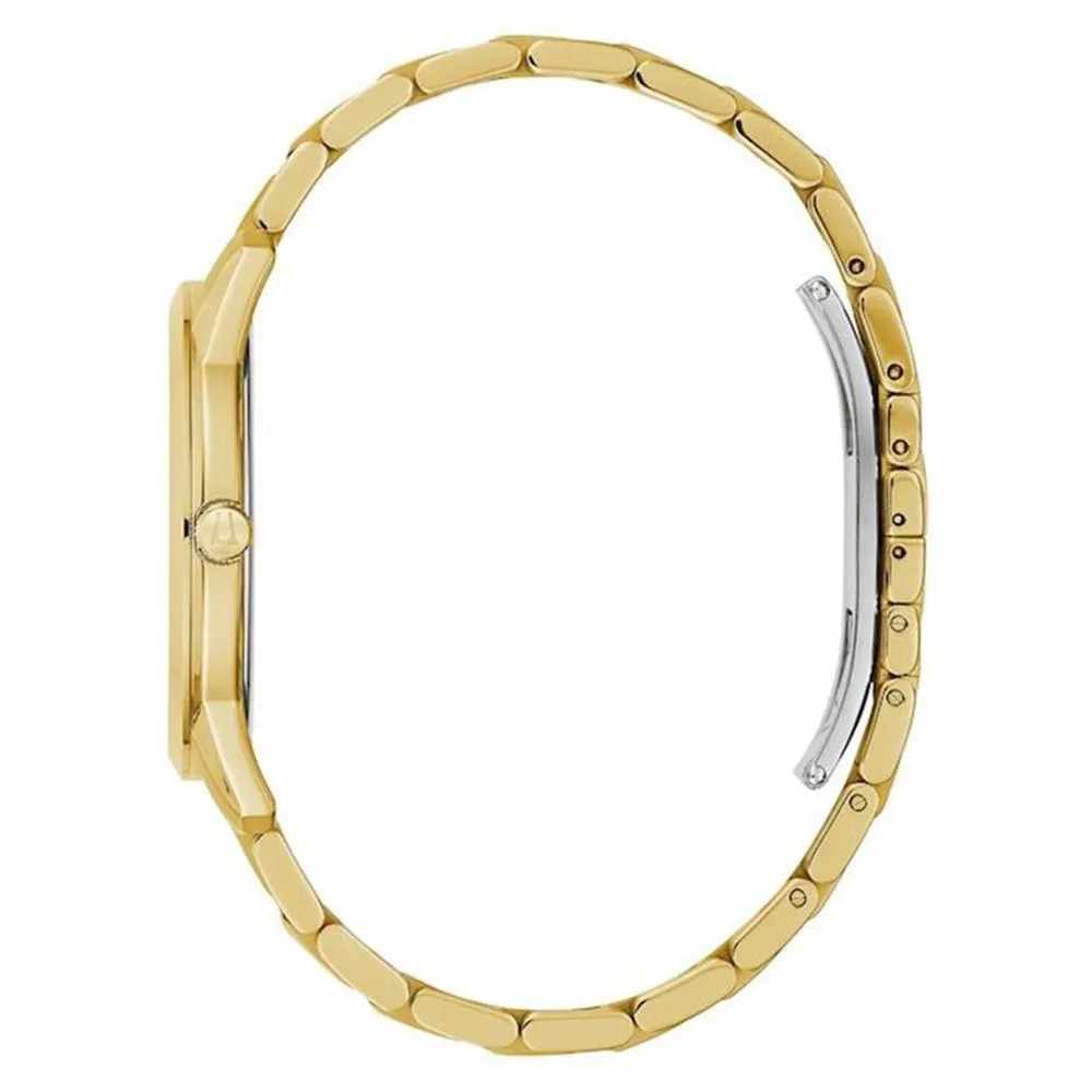 Bulova Mens Sutton Diamond Accent Gold-Tone Stainless Steel Bracelet Champagne Analog Dial Quartz Watch - 97D123