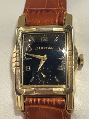 Bulova Vintage 1940s 14K Solid  Gold Watch with Black Dial  - $13K APR w/ COA!!!