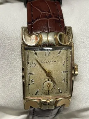 Bulova Vintage 1940s Unisex Watch - RGP Unique Lugs, Gold Dial- $10K APR w/ COA!