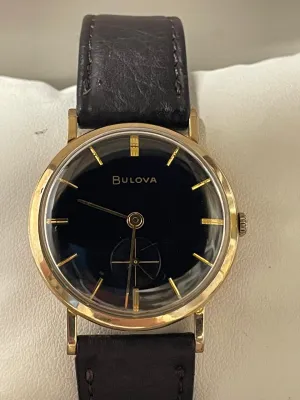 Bulova Vintage 1950s Watch - 10K GF, Black Dial, Black Strap- $6K APR w/ COA!!!!