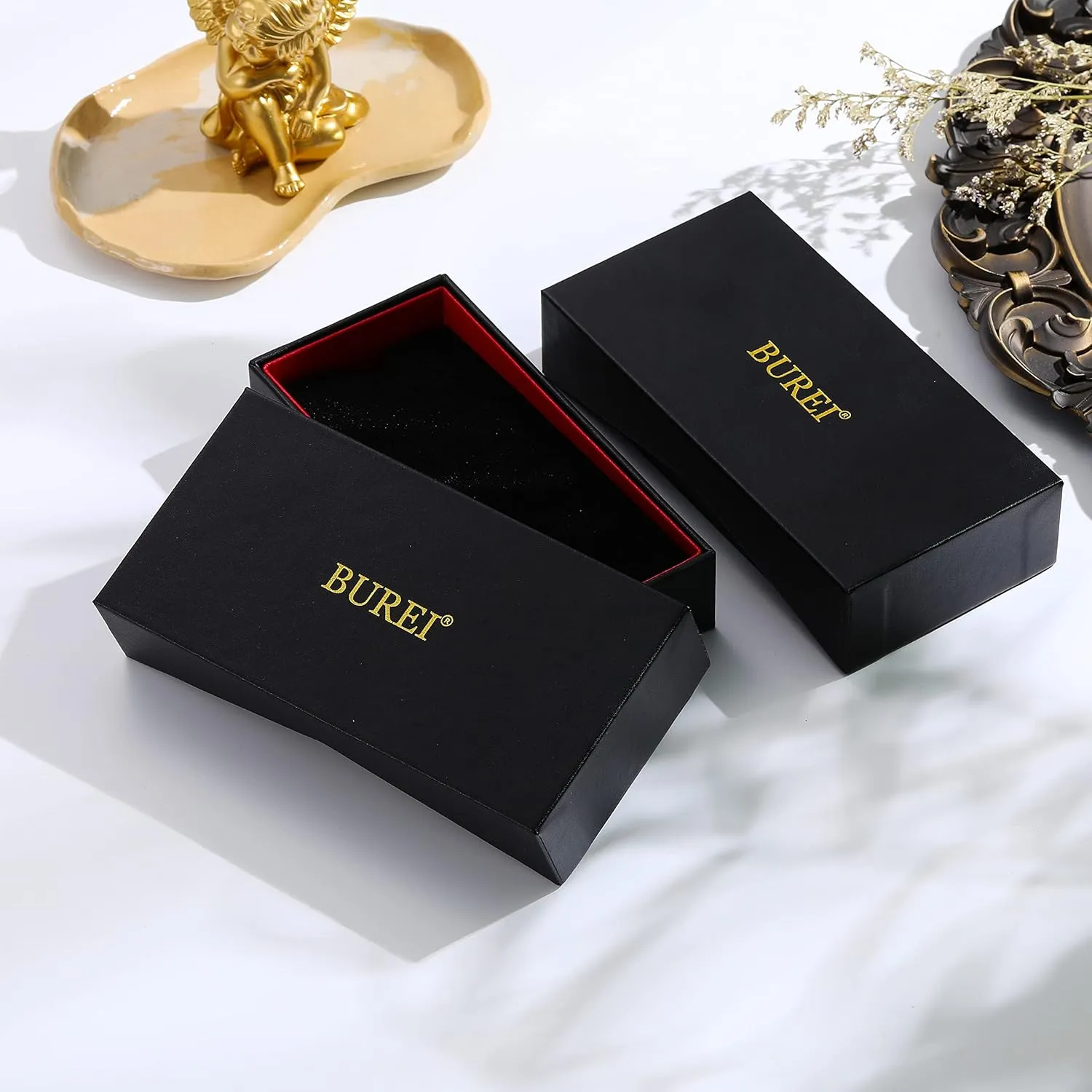 BUREI Mens Watches Luxury Stainless Steel Analog Quartz Waterproof Wristwatch Sapphire Crystal Dial with Calendar Display,Gift for Men