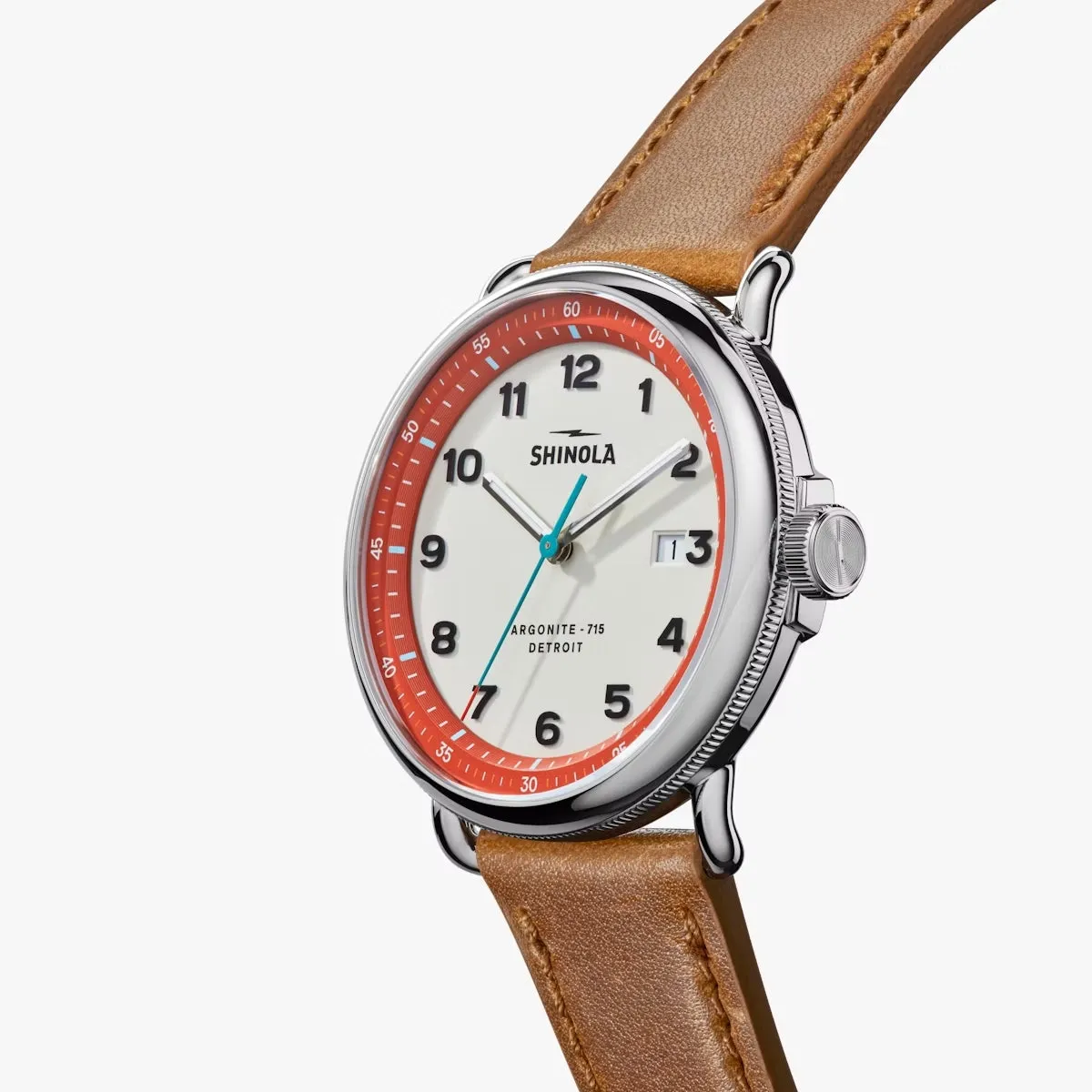 Canfield Model C56 - 43mm Cool Gray / Bourbon Leather Strap