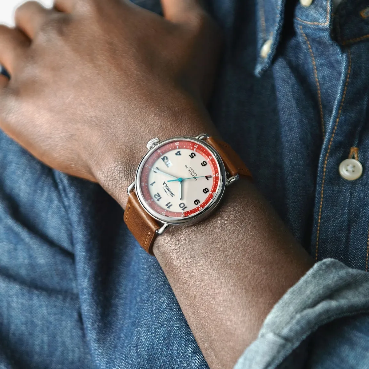 Canfield Model C56 - 43mm Cool Gray / Bourbon Leather Strap