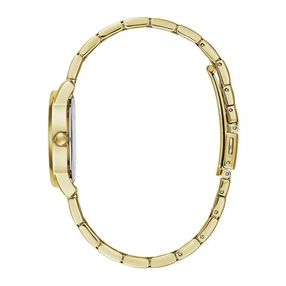 Caravelle Womens Golden Stainless Steel Bracelet Band Silver Quartz Dial Watch - 44P102